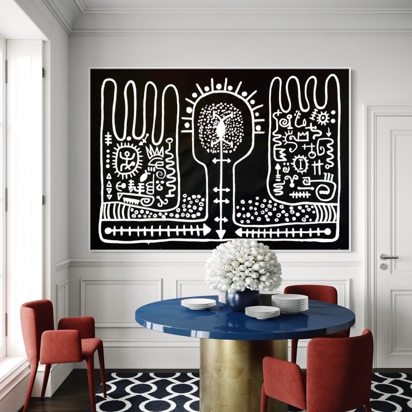 Here and Now Large Format Original Painting | Abstract Black and White Mixed Media | Mofisto