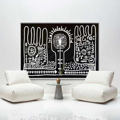 Here and Now Styled in Modern Interior Setting | Abstract Black and White Art by Mofisto