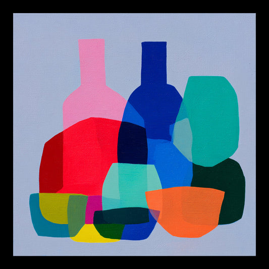Human Services Original Hand-Painted Artwork | Colourful Geometric Still Life Mixed Media on Canvas | Mofisto