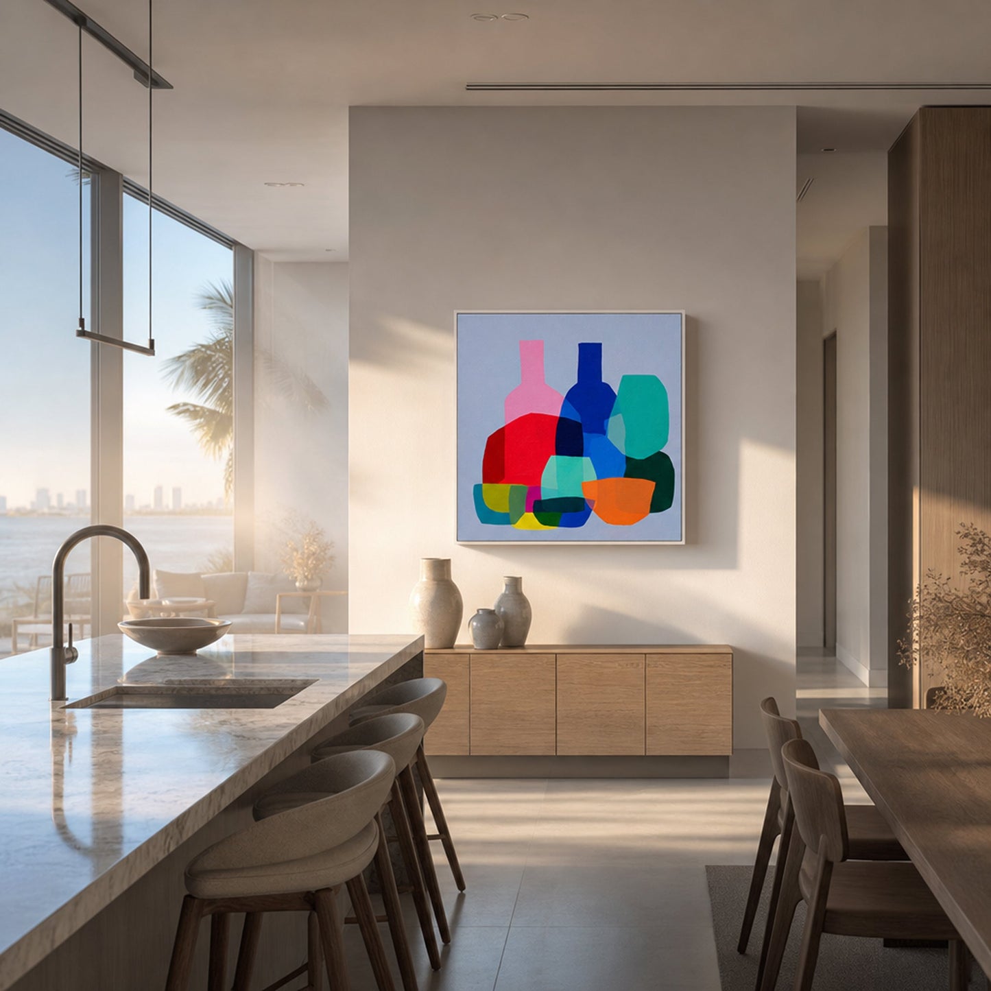 Human Services Large Format Original Painting | Colourful Geometric Mixed Media | Mofisto