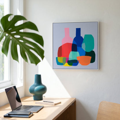 Human Services Small Format Original Painting | Colourful Geometric Mixed Media | Mofisto