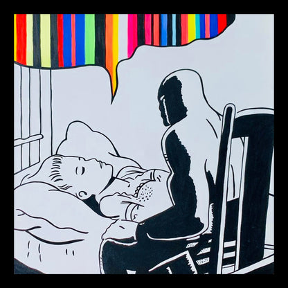 I Dream in Color Original Hand-Painted Artwork | Figurative Pop Art Black and White Mixed Media on Canvas | Mofisto