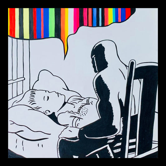 I Dream in Color Original Hand-Painted Artwork | Figurative Pop Art Black and White Mixed Media on Canvas | Mofisto