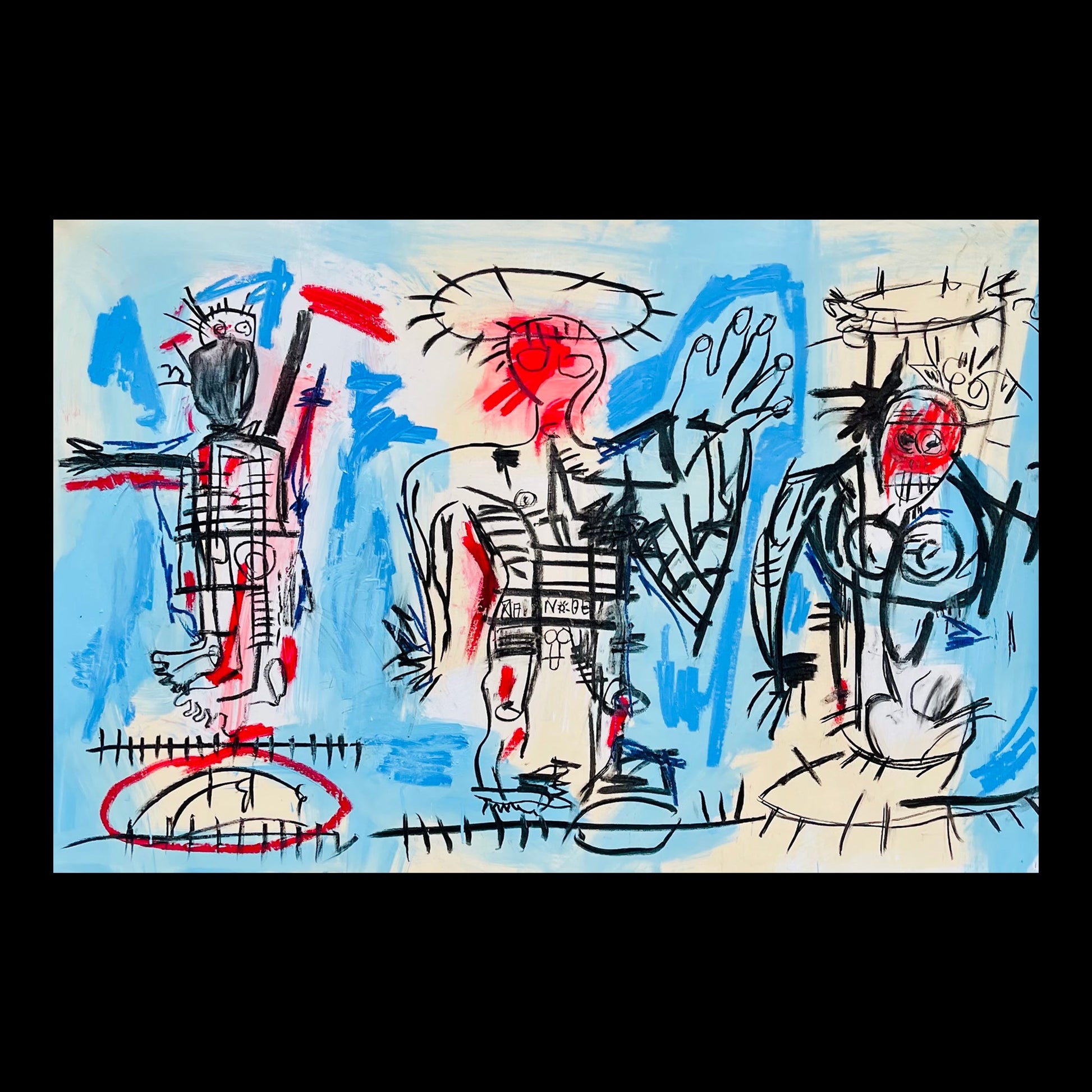 JMB Line Up Original Hand-Painted Artwork | Neo-Expressionist Figurative Basquiat Mixed Media on Canvas | Mofisto