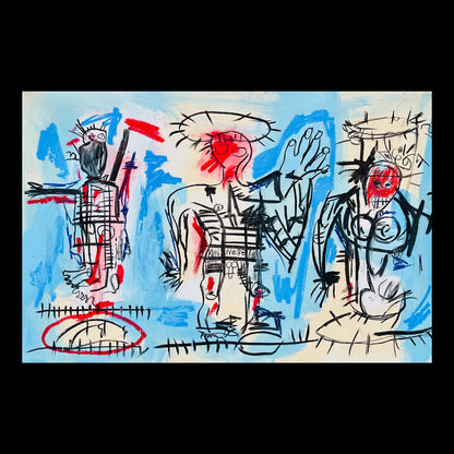 JMB Line Up Original Hand-Painted Artwork | Neo-Expressionist Figurative Basquiat Mixed Media on Canvas | Mofisto