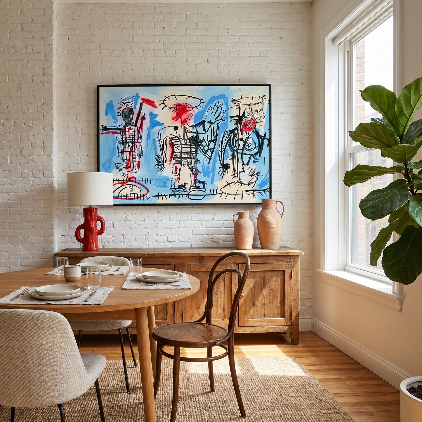 JMB Line Up Small Format Original Painting | Neo-Expressionist Figurative Mixed Media | Mofisto