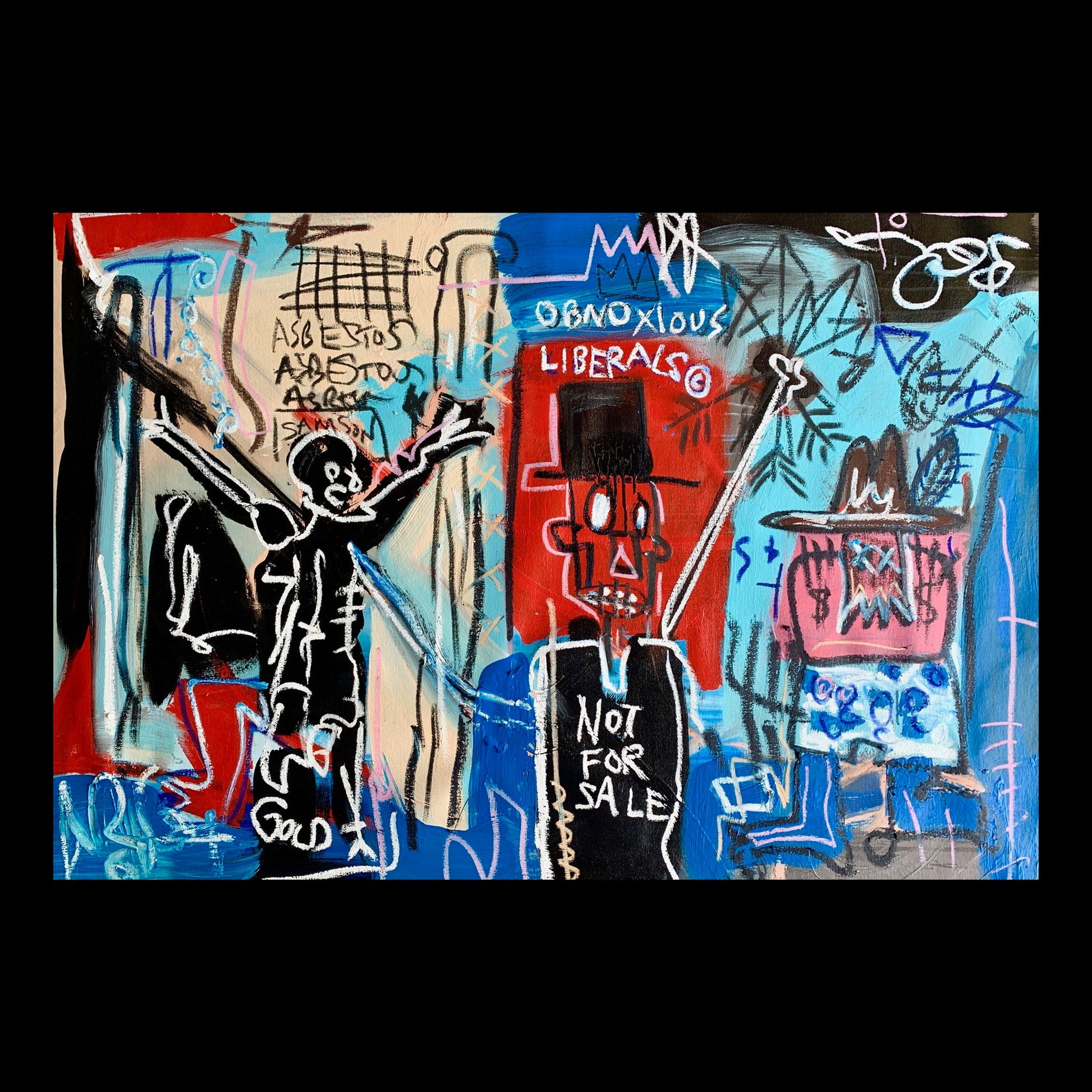 Obnoxious Liberals Original Hand-Painted Artwork | Neo-Expressionist Figurative Basquiat Street Art Mixed Media on Canvas | Mofisto