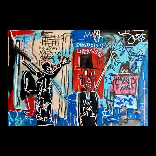 Obnoxious Liberals Original Hand-Painted Artwork | Neo-Expressionist Figurative Basquiat Street Art Mixed Media on Canvas | Mofisto