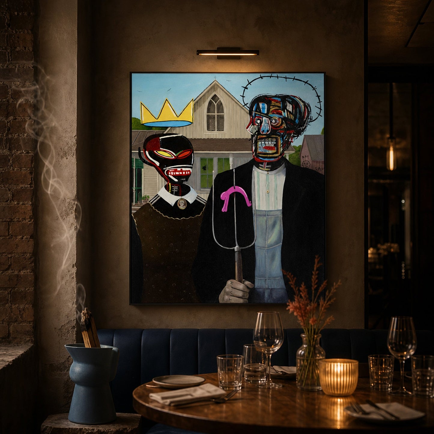 JMB X WOOD (American Gothic) Large Format Detail View | Neo-Expressionist Mixed Media | Mofisto