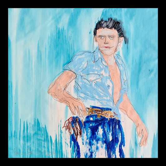 Jimmy Dean Original Hand-Painted Artwork | Figurative Portrait Mixed Media on Canvas | Mofisto