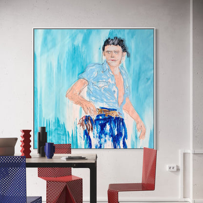 Jimmy Dean Large Format Original Painting | Figurative Portrait Mixed Media | Mofisto
