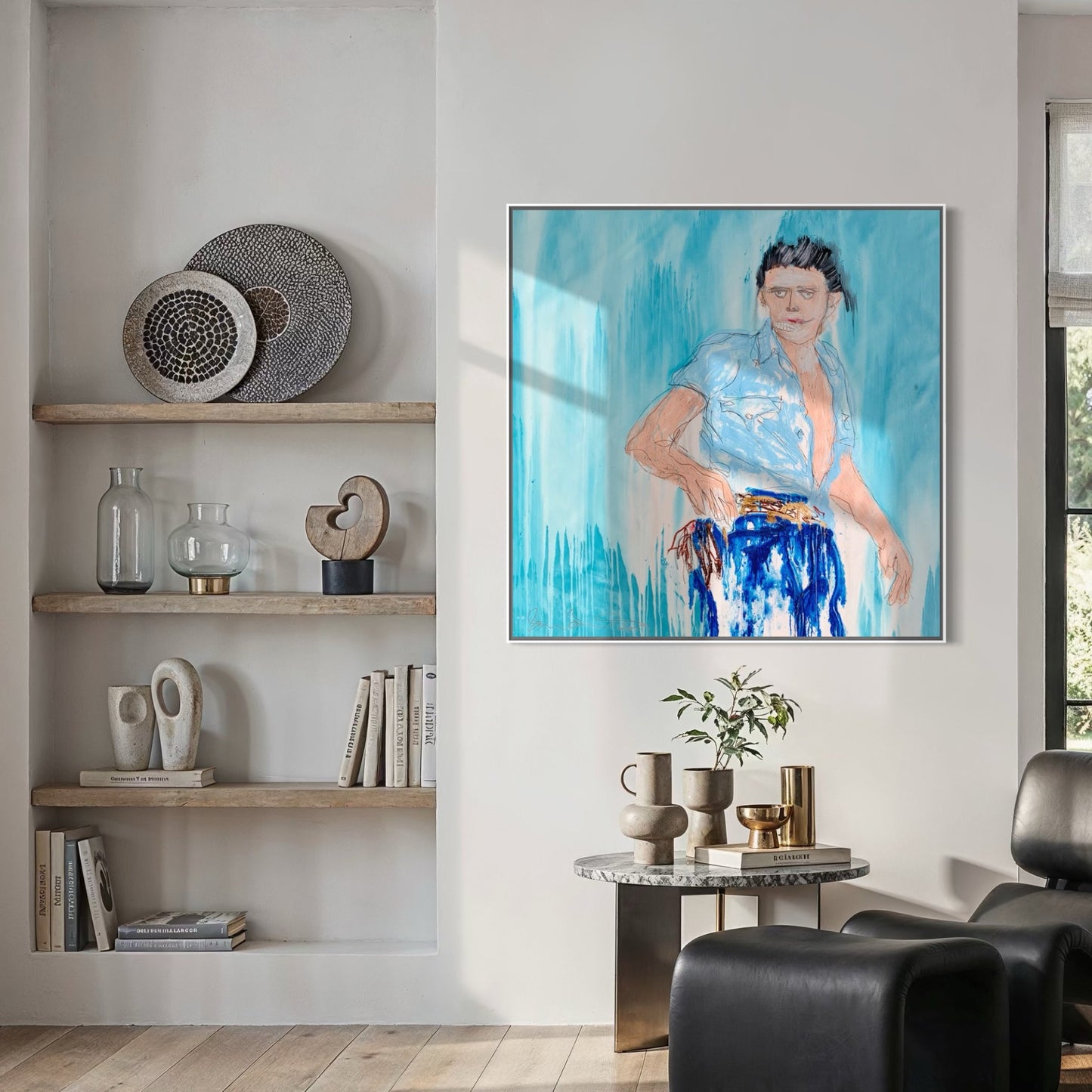 Jimmy Dean Small Format Original Painting | Figurative Portrait Mixed Media | Mofisto