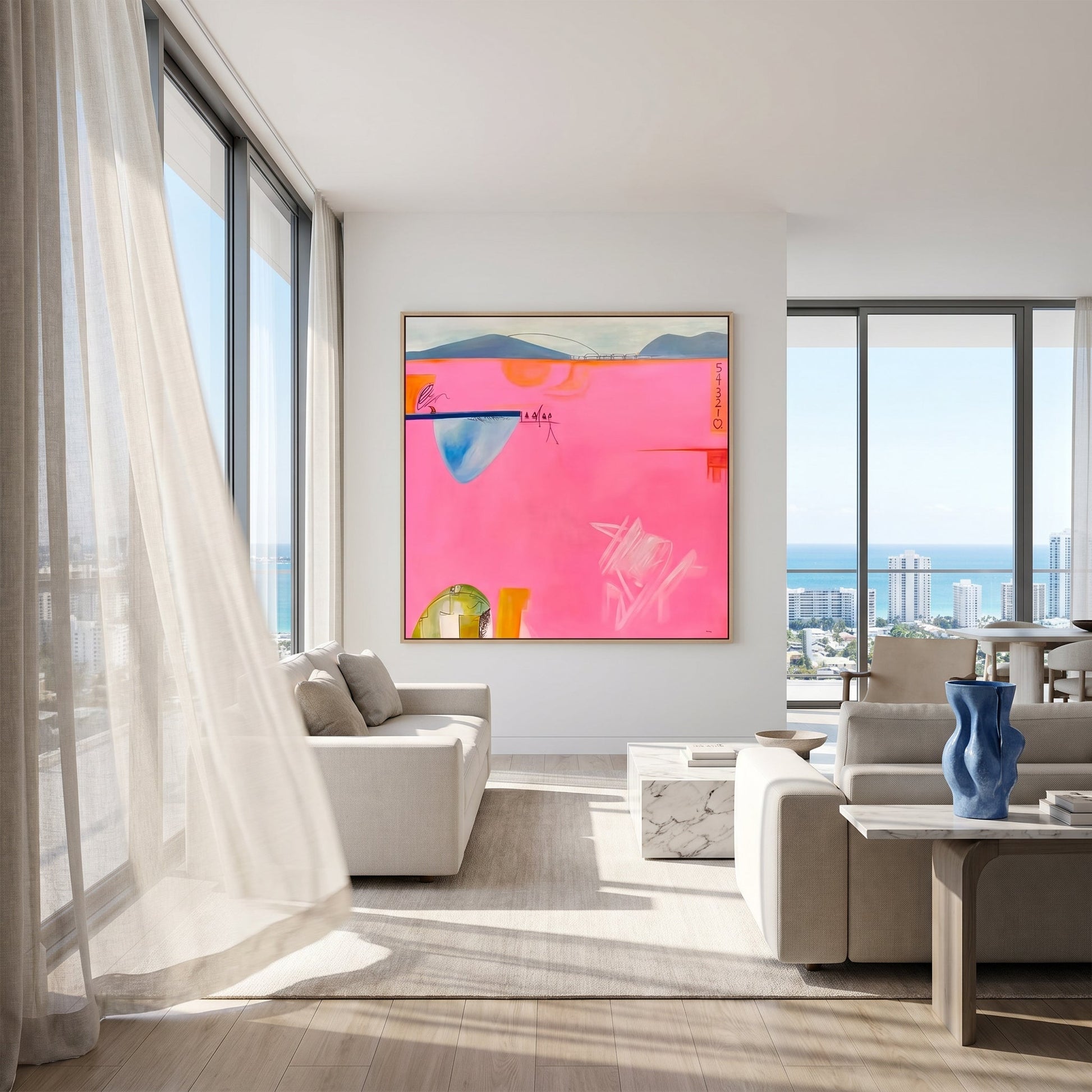 La Brisa Sunset Styled in Modern Interior Setting | Abstract Landscape Art by Mofisto