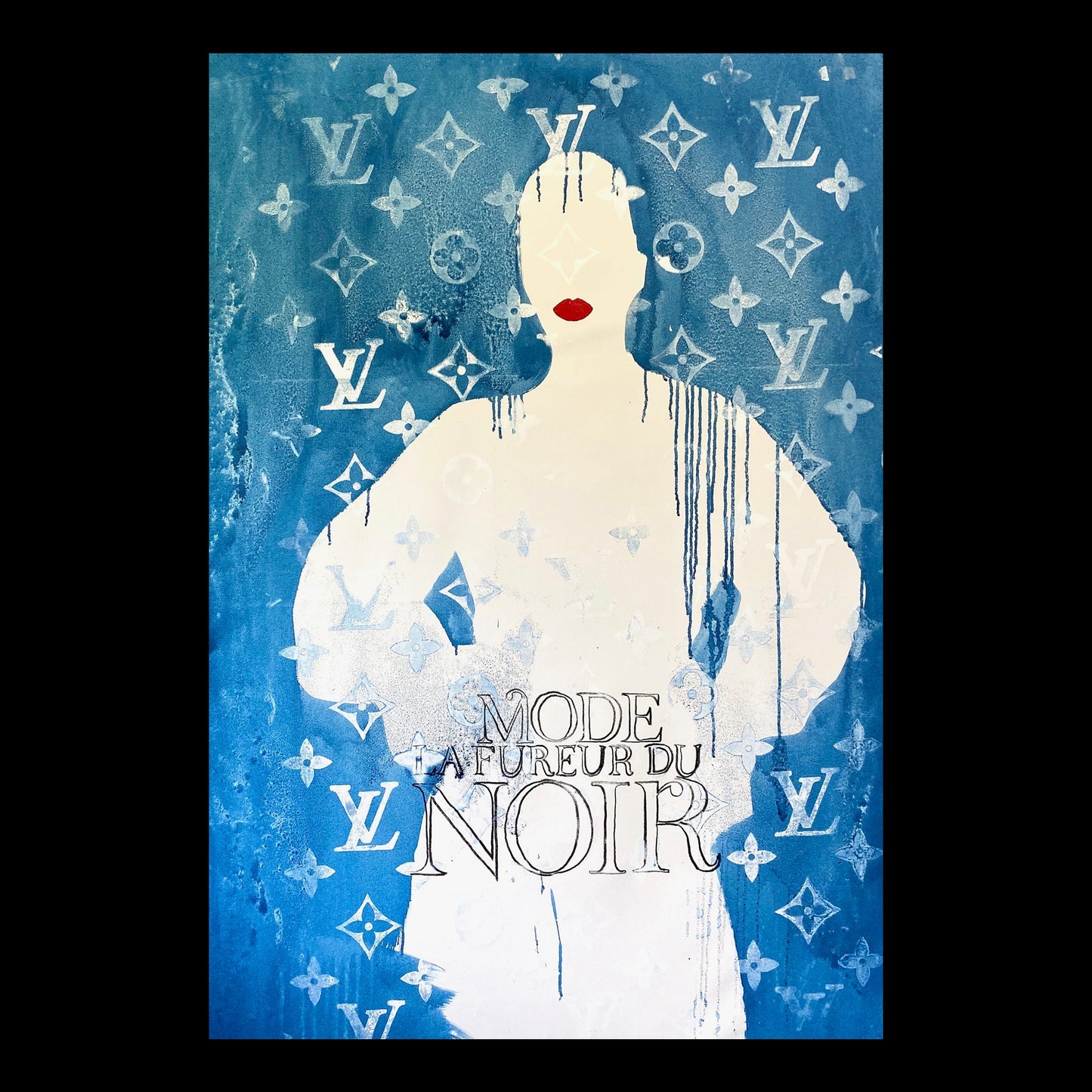 La Fureur du Noir Original Hand-Painted Artwork | Fashion Figurative Mixed Media on Canvas | Mofisto