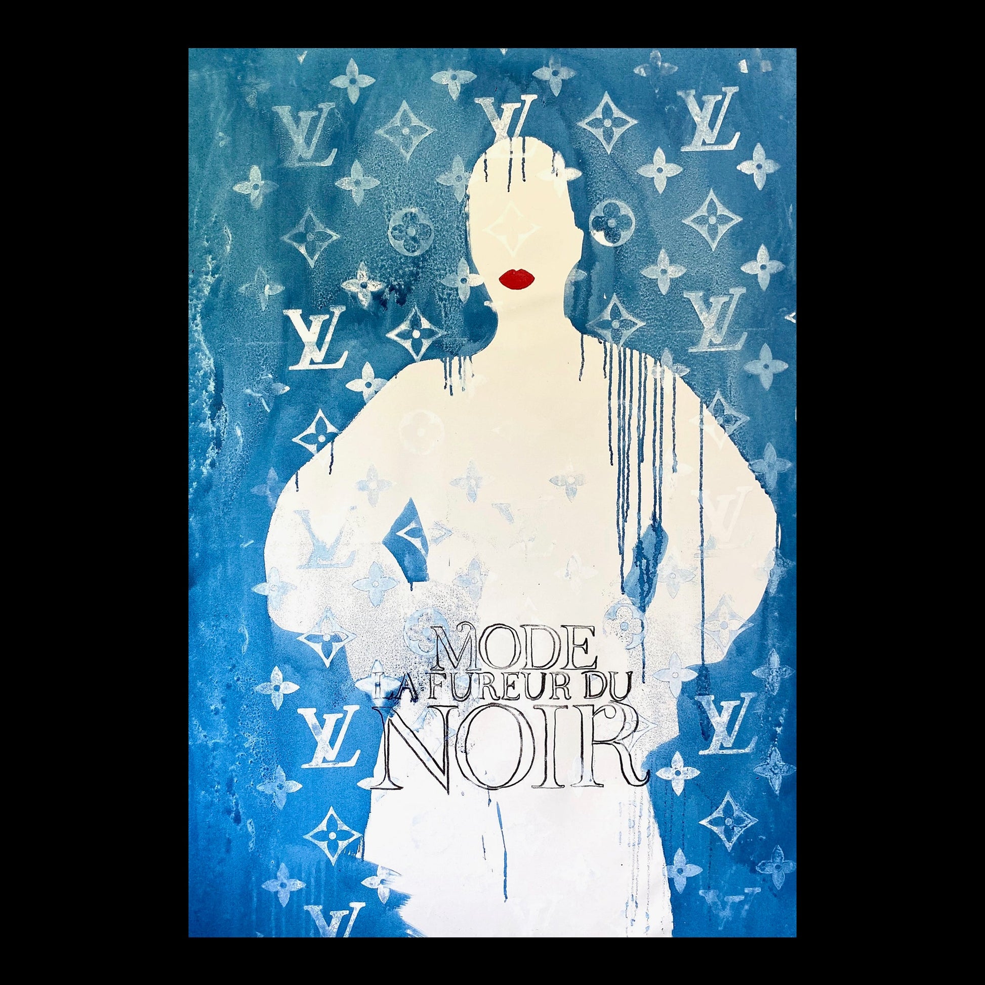 La Fureur du Noir Original Hand-Painted Artwork | Fashion Figurative Mixed Media on Canvas | Mofisto