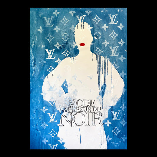 La Fureur du Noir Original Hand-Painted Artwork | Fashion Figurative Mixed Media on Canvas | Mofisto
