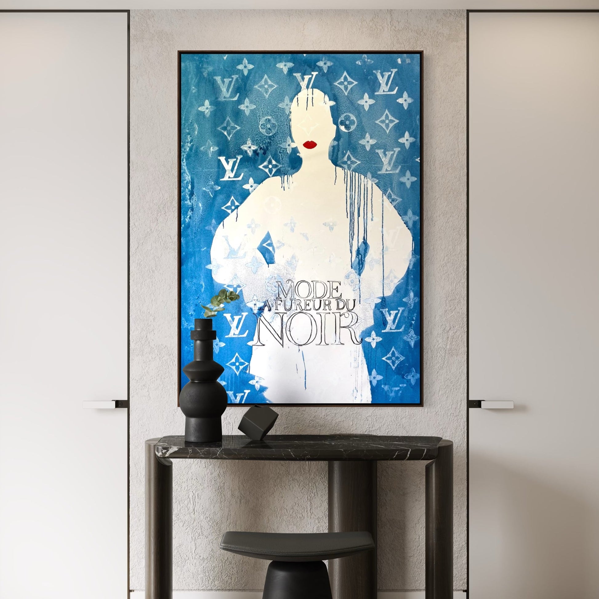 La Fureur du Noir Small Format Original Painting | Fashion Figurative Mixed Media | Mofisto