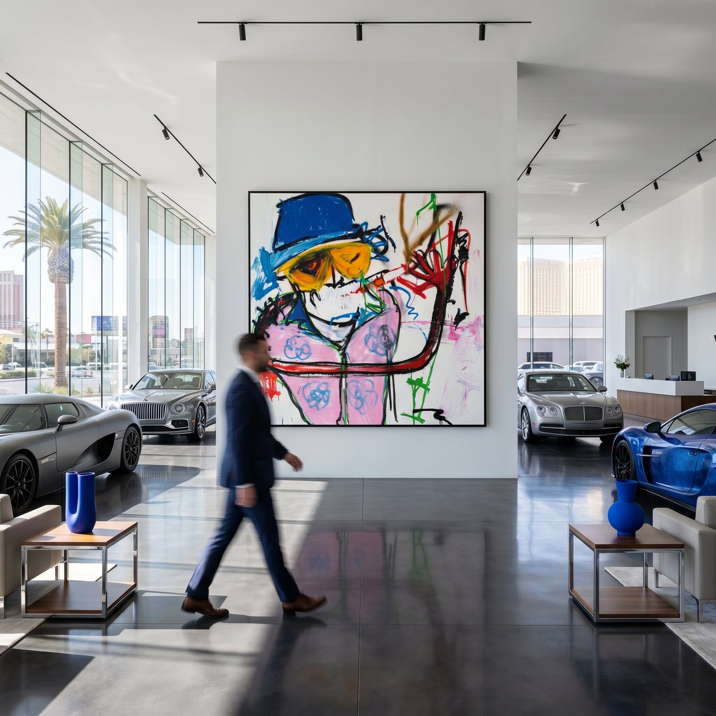Love Your Work Hunter Styled in Modern Interior Setting | Neo-Expressionist Art by Mofisto