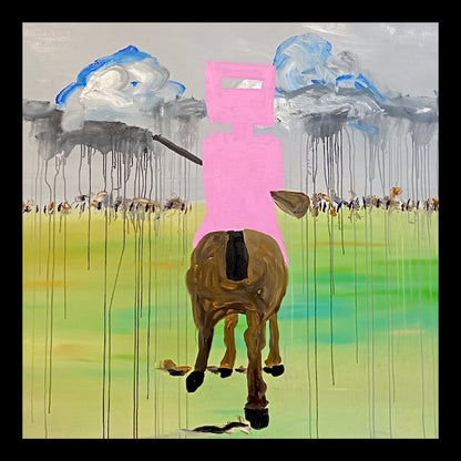 Monday to Friday Ned Wore Black, But on the Weekend Original Hand-Painted Artwork | Australian Folk Art Mixed Media on Canvas | Mofisto