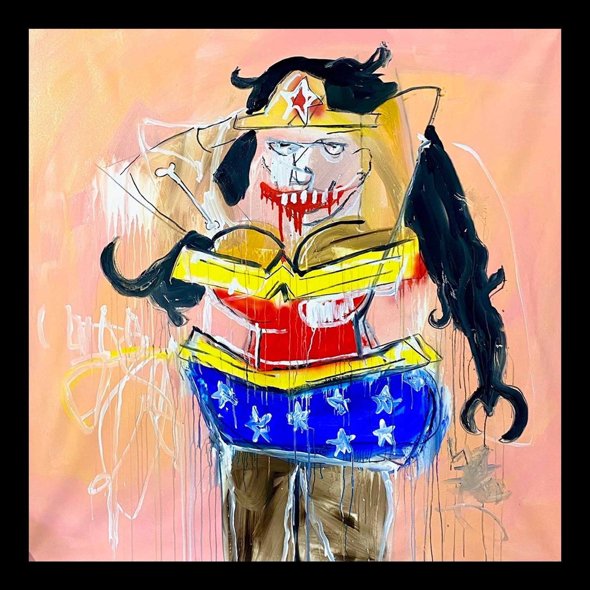My Wonder Woman Original Hand-Painted Artwork | Figurative Pop Art Marvel Mixed Media on Canvas | Mofisto