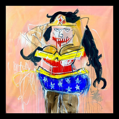 My Wonder Woman Original Hand-Painted Artwork | Figurative Pop Art Marvel Mixed Media on Canvas | Mofisto