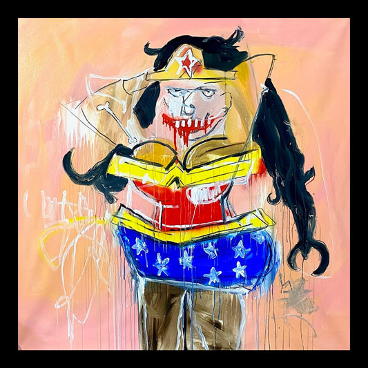 My Wonder Woman Original Hand-Painted Artwork | Figurative Pop Art Marvel Mixed Media on Canvas | Mofisto