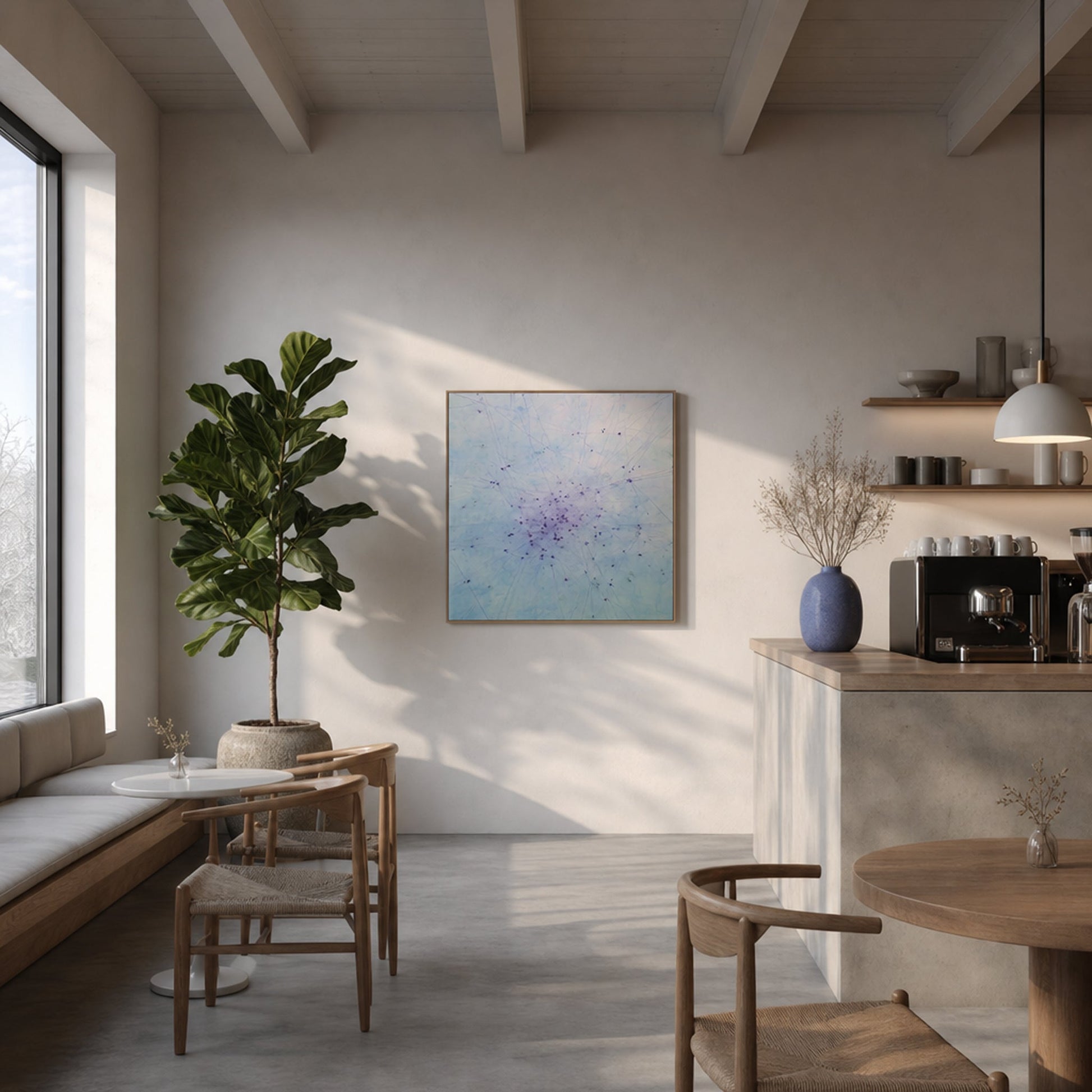 Neuron Development Small Format Original Painting | Abstract Blue Scientific Mixed Media | Mofisto