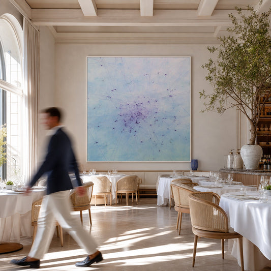 Neuron Development Styled in Modern Interior Setting | Abstract Blue Minimalist Art by Mofisto