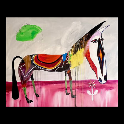 Ole Original Hand-Painted Artwork | Equestrian Horse Mixed Media on Canvas | Mofisto