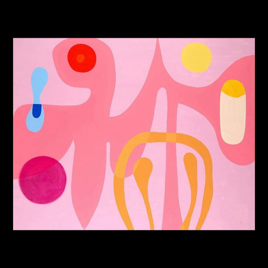 Pinkos in Sifnos Original Hand-Painted Artwork | Abstract Pink Mixed Media on Canvas | Mofisto