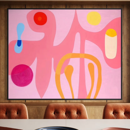Pinkos in Sifnos Large Format Original Painting | Abstract Pink Mixed Media | Mofisto