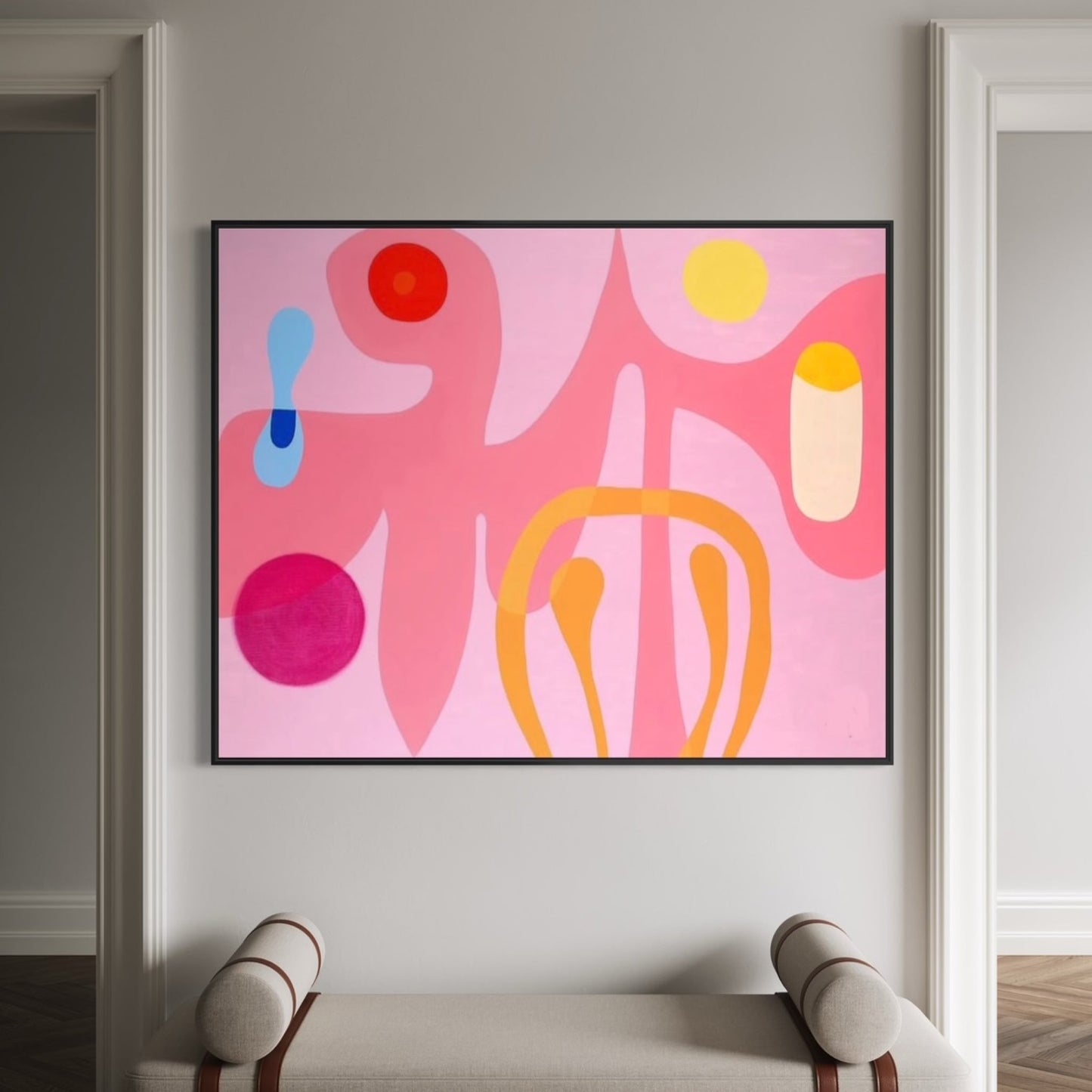 Pinkos in Sifnos Small Format Original Painting | Abstract Pink Mixed Media | Mofisto