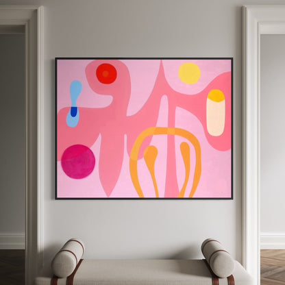 Pinkos in Sifnos Small Format Original Painting | Abstract Pink Mixed Media | Mofisto