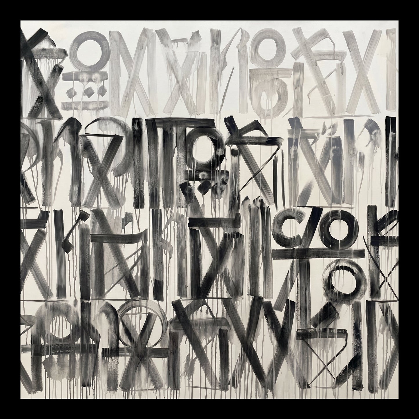 Retna Black Original Hand-Painted Artwork | Abstract Calligraphic Black and White Mixed Media on Canvas | Mofisto