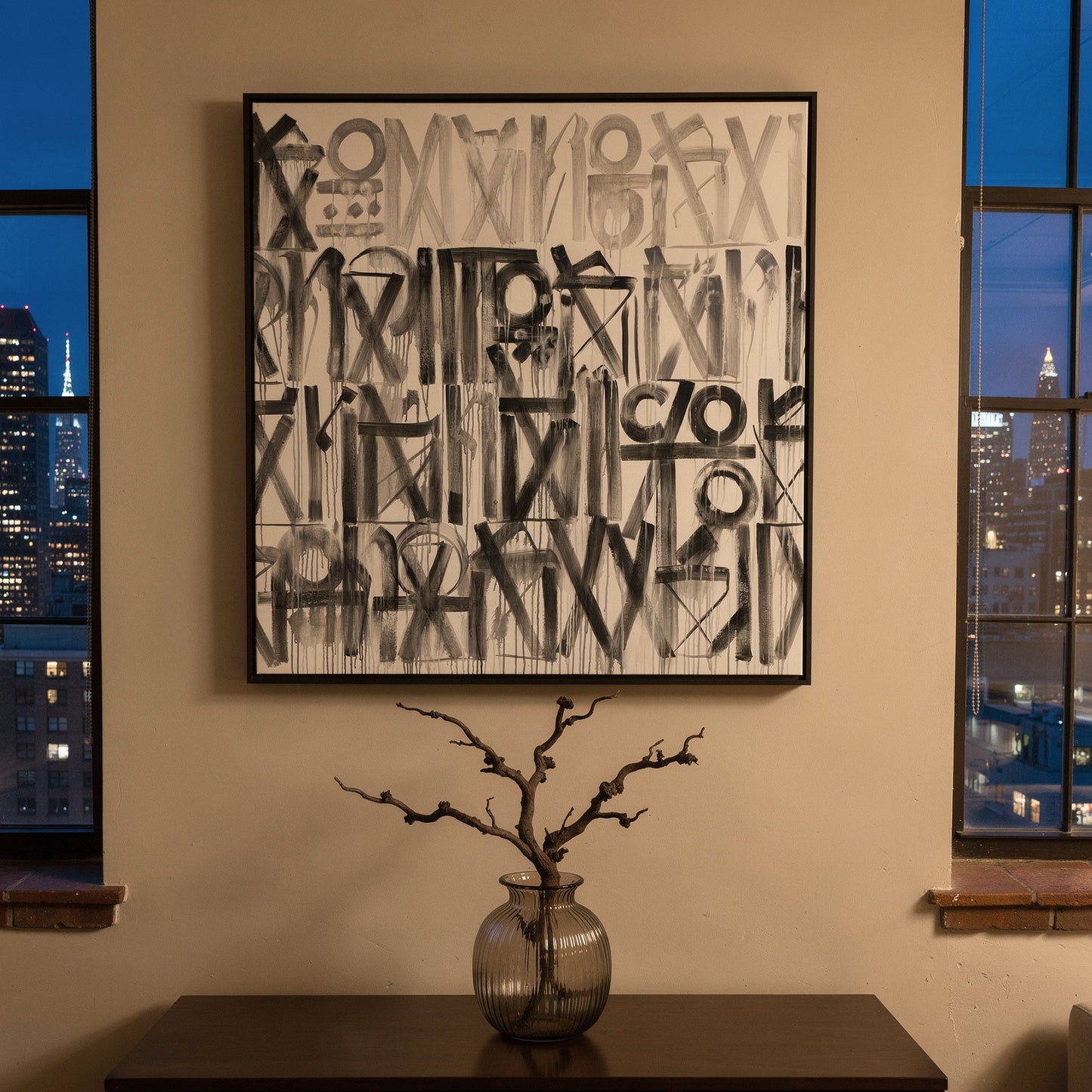 Retna Black Large Format Original Painting | Abstract Calligraphic Mixed Media | Mofisto