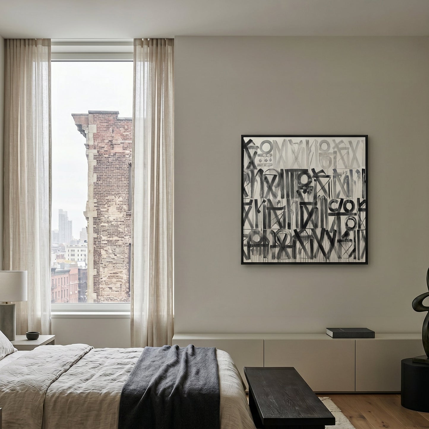 Retna Black Small Format Original Painting | Abstract Calligraphic Mixed Media | Mofisto
