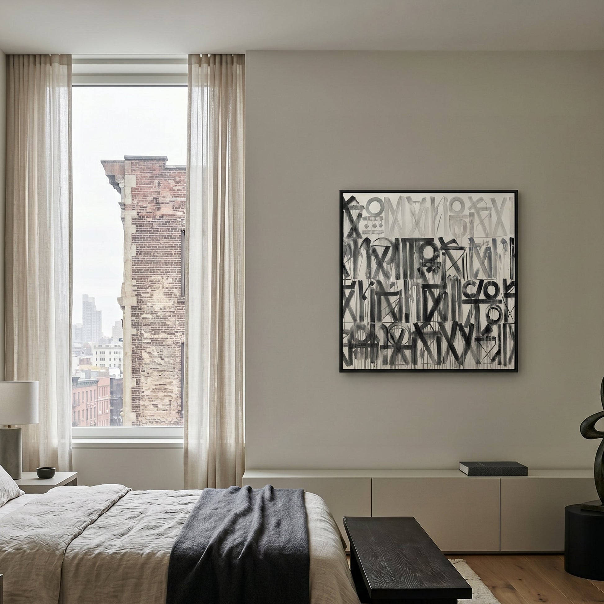 Retna Black Small Format Original Painting | Abstract Calligraphic Mixed Media | Mofisto