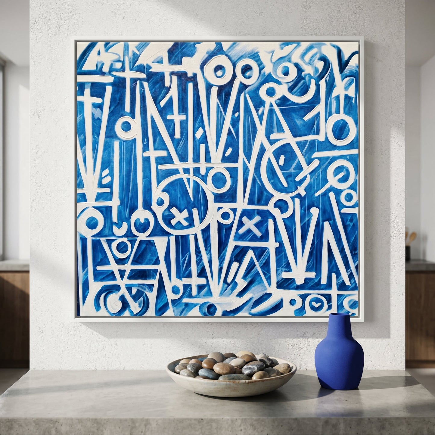 Retna Blue Small Format Original Painting | Abstract Calligraphic Mixed Media | Mofisto