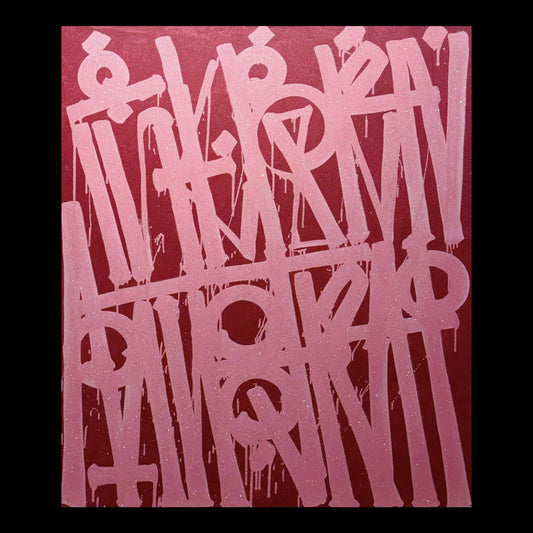 Retna Pink Original Hand-Painted Artwork | Abstract Calligraphic Mixed Media on Canvas | Mofisto
