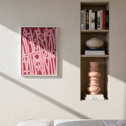 Retna Pink Small Format Original Painting | Abstract Calligraphic Mixed Media | Mofisto