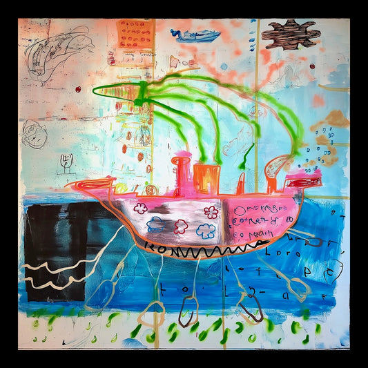 SS Fantasy Original Hand-Painted Artwork | Figurative Nautical Mixed Media on Canvas | Mofisto
