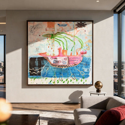 SS Fantasy Large Format Original Painting | Figurative Nautical Mixed Media | Mofisto