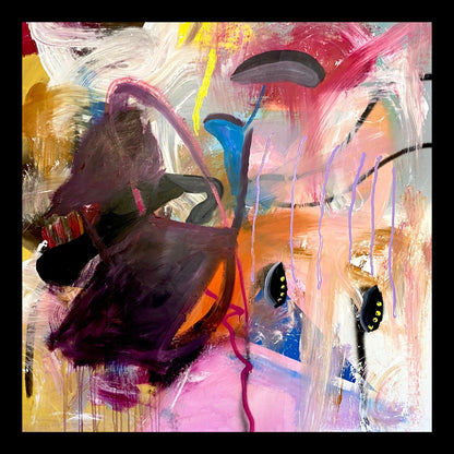 She's a Rich Girl Original Hand-Painted Artwork | Abstract Gestural Mixed Media on Canvas | Mofisto