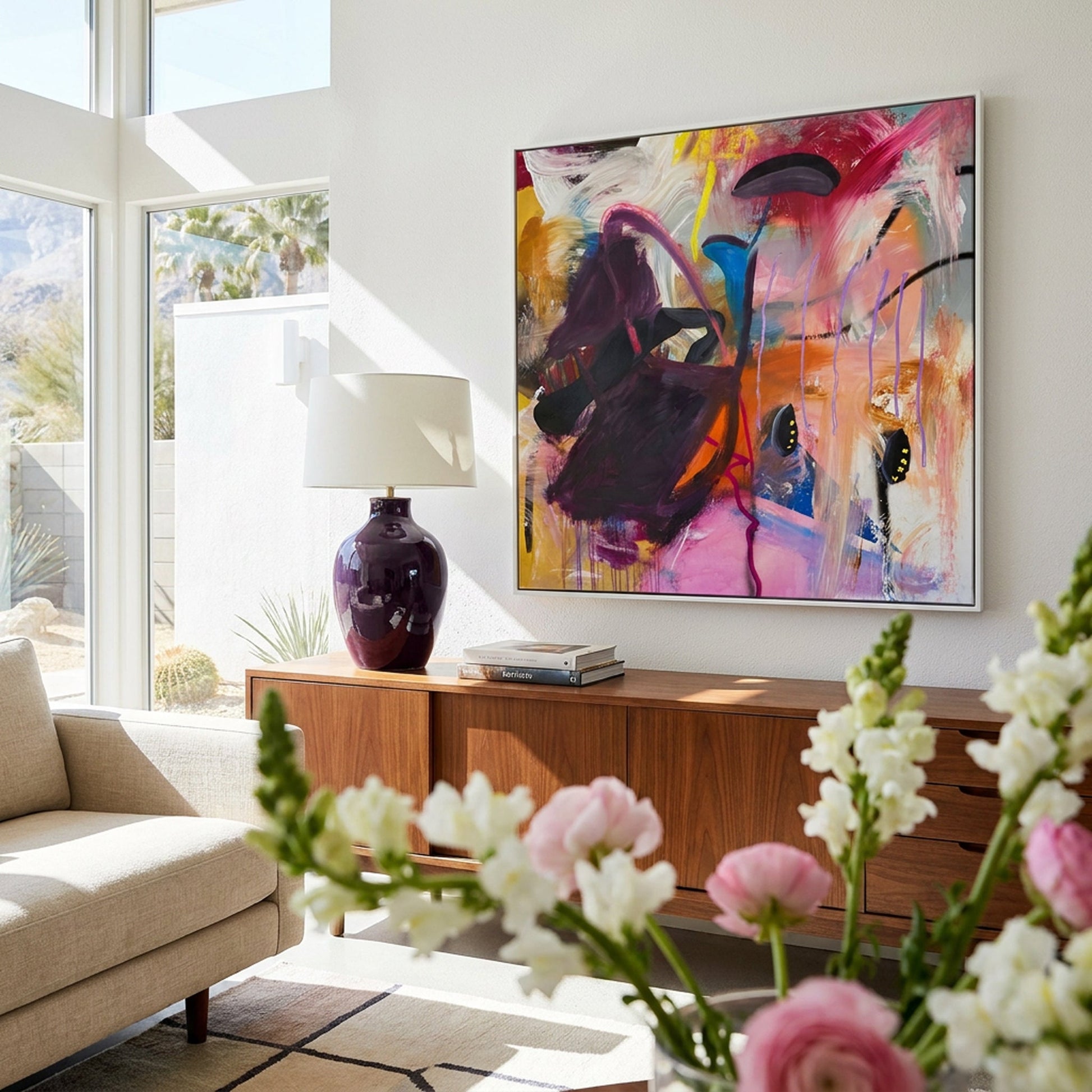 She's a Rich Girl Large Format Original Painting | Abstract Gestural Mixed Media | Mofisto