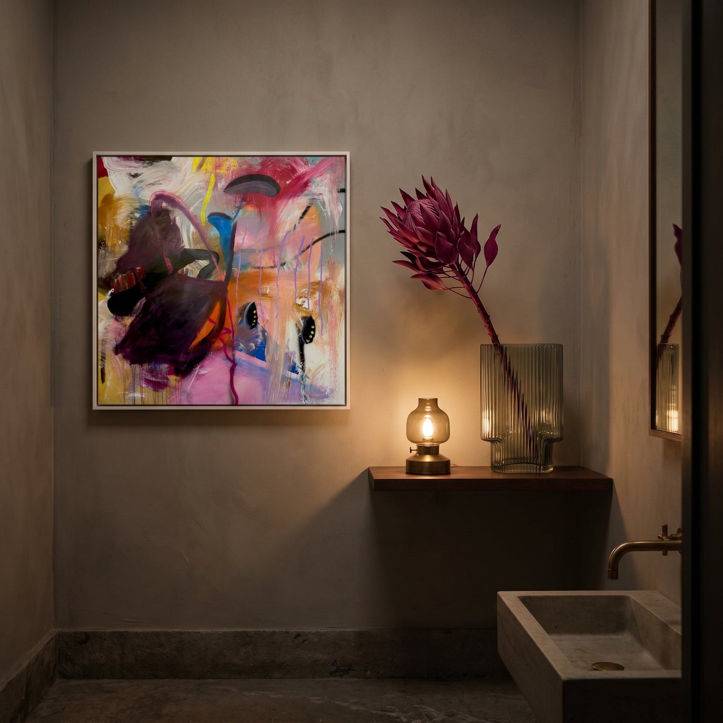 She's a Rich Girl Small Format Original Painting | Abstract Gestural Mixed Media | Mofisto