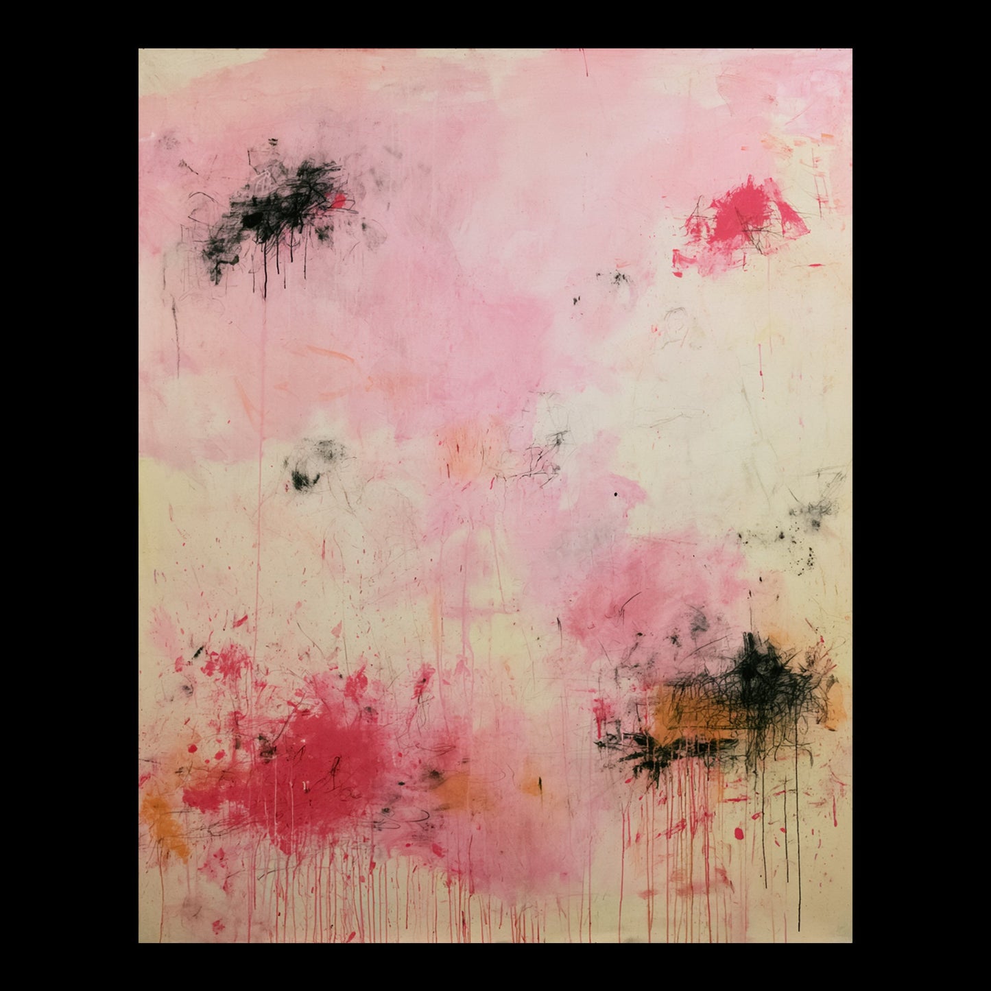 Soft Riot Original Hand-Painted Artwork | Abstract Gestural Minimalist Pink Mixed Media on Canvas | Mofisto