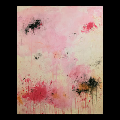 Soft Riot Original Hand-Painted Artwork | Abstract Gestural Minimalist Pink Mixed Media on Canvas | Mofisto