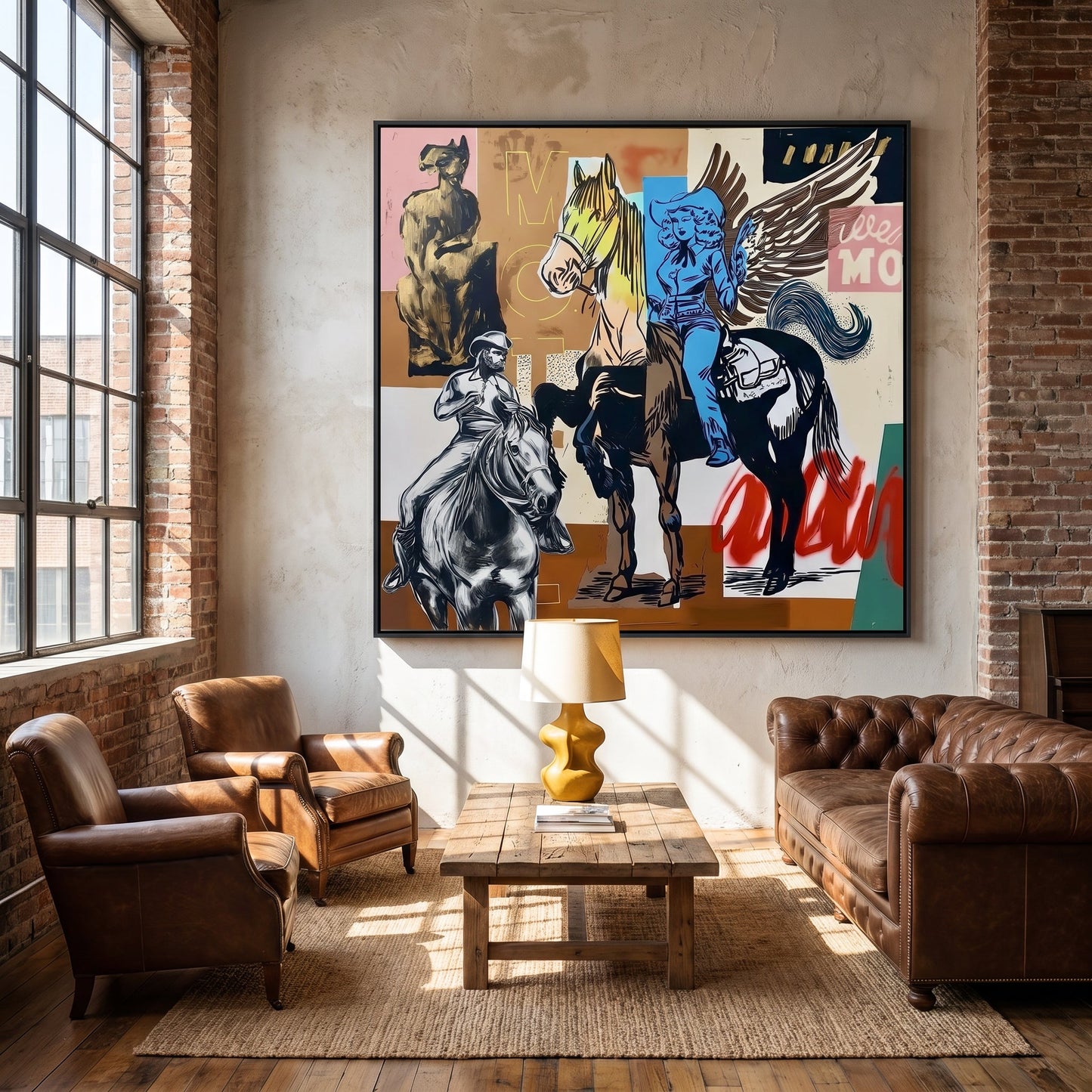 So You Want to Be a Cowgirl Large Format Original Painting | Equestrian Western Mixed Media | Mofisto