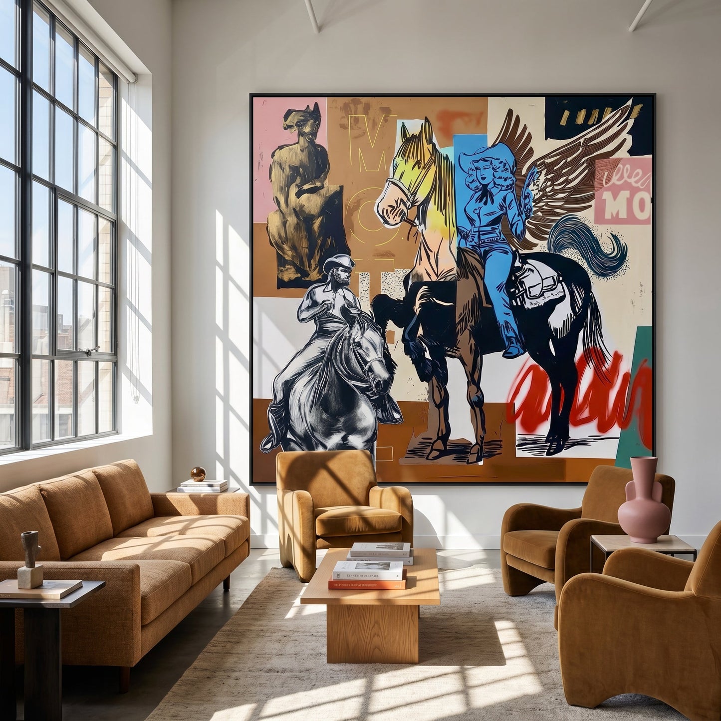 So You Want to Be a Cowgirl Styled in Modern Interior Setting | Equestrian Western Art by Mofisto