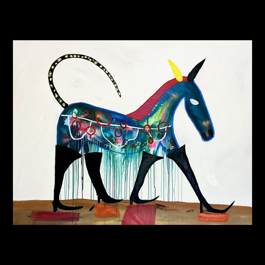 Stay on the Path Original Hand-Painted Artwork | Figurative Folk Art Mixed Media on Canvas | Mofisto